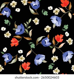 solid vector design, abstract seamless pattern, medium and small begonia flowers, for digital print ideas for textile fabrics or background images.