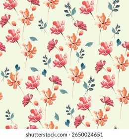 solid vector design, abstract seamless pattern, medium and small begonia flowers, for digital print ideas for textile fabrics or background images.
