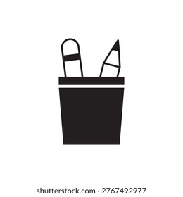 Solid vector of a desktop cup organizer for office stationary.