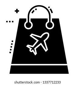 Solid vector icon of duty free bag.