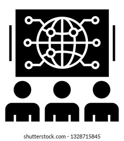 Solid vector icon of global meeting.