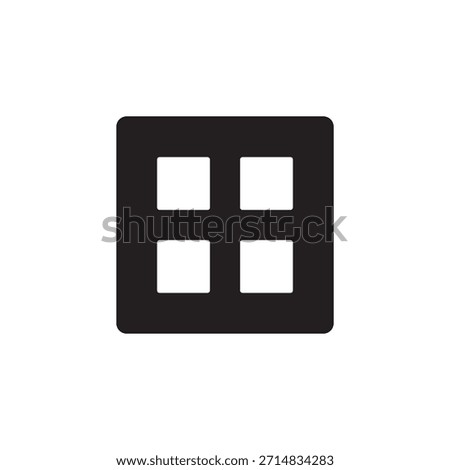 Solid vector icon of a grid or window with four squares dashboard.
