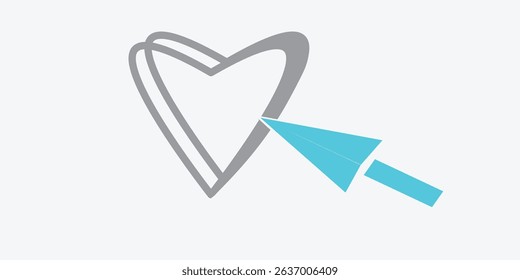 solid vector icon heart with semi 3D 