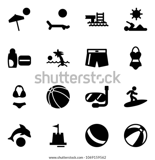 Solid Vector Icon Set Beach Vector Stock Vector Royalty