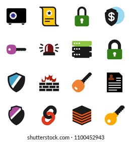 solid vector icon set - certificate vector, personal information, safe, big data, shield, firewall, chain, key, siren, lock, dollar, password