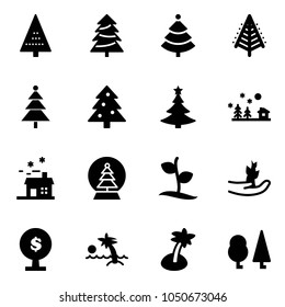 Solid vector icon set - christmas tree vector, landscape, house, snowball, sproute, hand, money, palm, forest