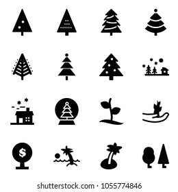 Solid vector icon set - christmas tree vector, landscape, house, snowball, sproute, hand, money, palm, forest