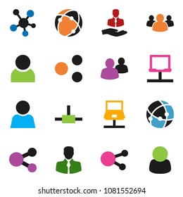 solid vector icon set - client vector, social media, group, connect, connection, notebook network, share, user, customer