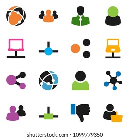 solid vector icon set - client vector, social media, group, finger down, connect, connection, notebook network, share, user, customer