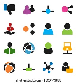 solid vector icon set - client vector, social media, group, finger down, connect, connection, notebook network, share, user, customer