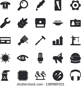 Solid vector icon set - cogwheel flat vector, Entrance door, ax, barrier, spaghetti on a fork, sun, crane, wrench, credit card, pipette, sperm, badge, stamp, energy saving lamp fector, cpu, spike