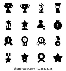 Solid vector icon set - cup vector, gold, award, winner, medal, star