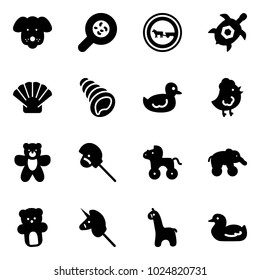 Solid vector icon set - dog vector, bacteria, no cart horse road sign, sea turtle, shell, duck toy, chicken, bear, stick, wheel, elephant, unicorn, giraffe