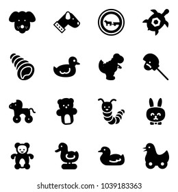 Solid vector icon set - dog vector, no cart horse road sign, sea turtle, shell, duck toy, dinosaur, stick, wheel, bear, caterpillar, rabbit