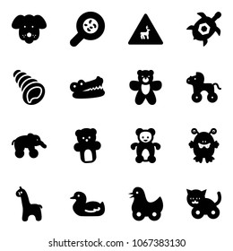 Solid vector icon set - dog vector, bacteria, wild animals road sign, sea turtle, shell, crocodile, bear toy, wheel horse, elephant, monster, giraffe, duck, cat