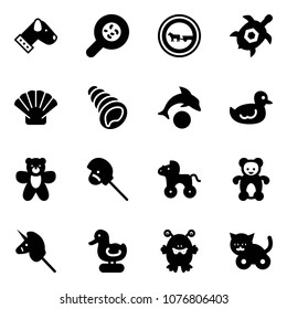 Solid vector icon set - dog vector, bacteria, no cart horse road sign, sea turtle, shell, dolphin, duck toy, bear, stick, wheel, unicorn, monster, cat