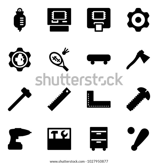 Solid Vector Icon Set Drop Counter Royalty Free Stock Image