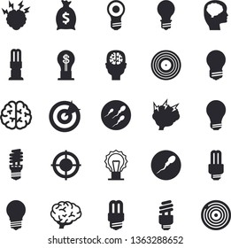 Solid vector icon set - energy saving lamp flat vector, idea, wealth, sperm, target, bulb, fector, brainstorm, brain