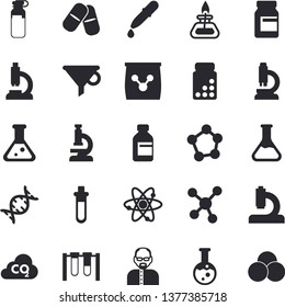 Solid vector icon set - fertilizer flat vectory, chemistry vector, carbon dioxide, funnel, pills, vial, pipette, microscope, ampoule, molecules, flask, atom, gas burner, scientist, beakers, dna