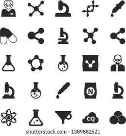 Solid vector icon set - fertilizer flat vectory, chemistry vector, carbon dioxide, funnel, molecules, pipette, microscope, flask, molecule, atom, scientist, dna, pills