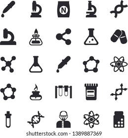 Solid vector icon set - fertilizer flat vectory, chemistry vector, molecules, pills, vial, pipette, microscope, DNA, flask, molecule, atom, gas burner, scientist, beakers, vitamins