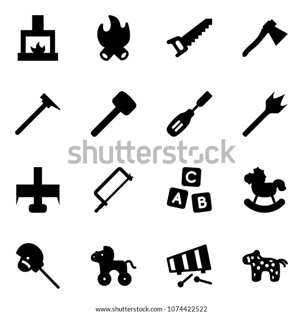 Solid Vector Icon Set Fireplace Vector Stock Vector Royalty Free