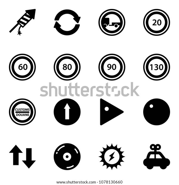 Solid Vector Icon Set Firework Rocket Stock Vector Royalty Free