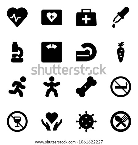 Solid Vector Icon Set Heart Pulse Stock Vector Royalty Free
