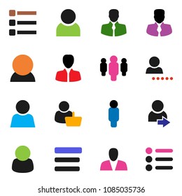 solid vector icon set - manager vector, man, client, menu, user, login, consumer, customer