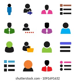 solid vector icon set - manager vector, man, client, menu, user, login, consumer, customer