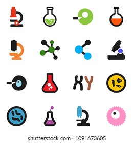 solid vector icon set - microscope vector, flask, molecule, insemination, microbs, chromosomes, ovule