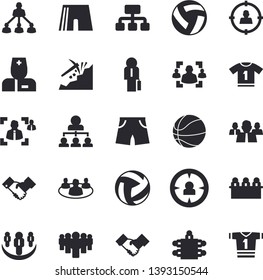 Solid vector icon set - mining flat vector, hierarchy, target audience, team, physician, teamwork, recruitment, meeting, agreement, businessman, basketball, volleyball, athletic shorts