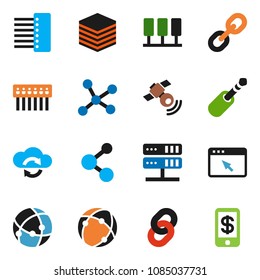 solid vector icon set - molecule vector, satellitie, link, jack, connection, network, server, cloud exchange, big data, browser, hub, chain, tap pay