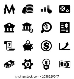 Solid vector icon set - monero vector, coin, safe, bank, account, money search, statement, history, piggy, dollar, growth arrow, managemet, business idea