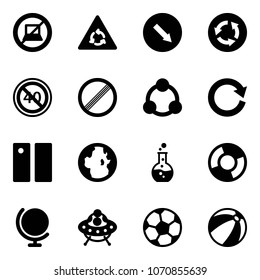 Solid vector icon set - no computer sign vector, round motion road, detour, circle, end minimal speed limit, social, reload, pause, globe, flask, chart, ufo toy, soccer ball, beach