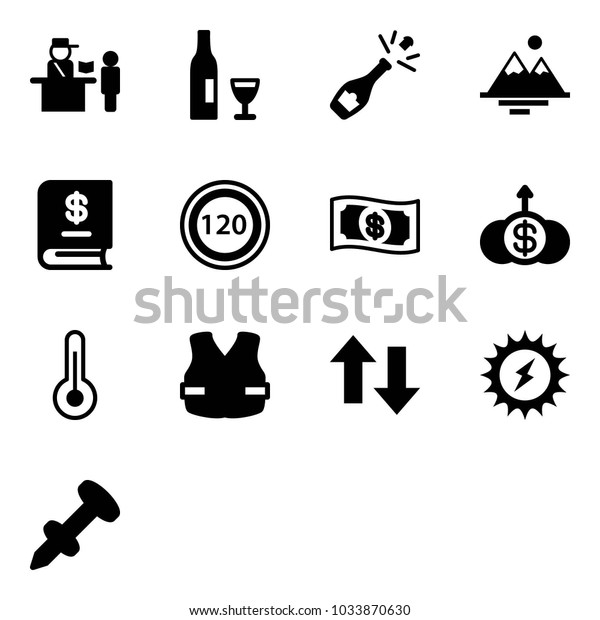 Solid Vector Icon Set Passport Control Stock Vector Royalty Free