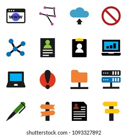 solid vector icon set - pen vector, notebook pc, personal information, laptop graph, prohibition sign, signpost, attention, network, folder, server, browser, cloud upload