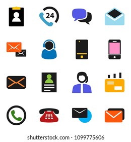 solid vector icon set - personal information vector, phone 24, support, mobile, dialog, classic, mail
