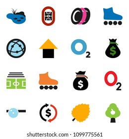 solid vector icon set - plates vector, leaf, exchange, money bag, arrow up, stadium, roller Skates, oxygen, internet, eye doctor hat, pond, fruit tree