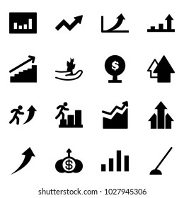 Solid vector icon set - statistics vector, growth arrow, hand sproute, money tree, up, career, arrows, dollar, chart, hoe