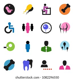solid vector icon set - student vector, man, buttocks, bone, client, disabled, pregnancy, insemination, sperm, ovule, tooth, login, consumer