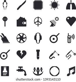 Solid vector icon set - teflon flat vector, knives, lollipop, water tap, sun, ventilation, solar battery, welding, purse, phone call, heart, lungs, badge, tie, teamwork, cpu, windmill, hoop, size