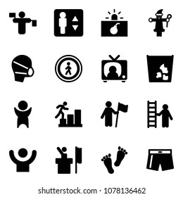 Solid vector icon set - traffic controller vector, elevator, terrorism, santa claus, medical mask, no pedestrian road sign, tv news, garbage, success, career, win, opportunity, speaker, feet