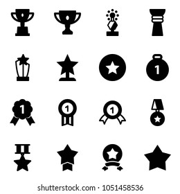 Solid vector icon set - win cup vector, gold, award, star medal