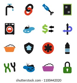 solid vector icon set - window cleaning vector, washer, foam basin, blender, exchange, water bottle, route, ambulance star, chromosomes, chain, pond, supply, home protect, lock
