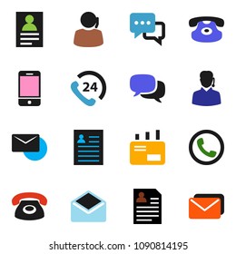 Solid Vector Icon Sett - Personal Information Vector, Phone 24, Support, Mobile, Dialog, Classic, Mail