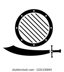 solid vector icon of sword shield.