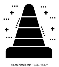 Solid vector icon of traffic cone.
