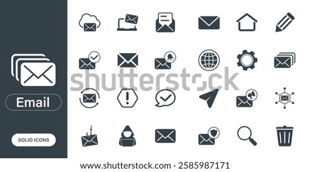 Solid vector icons theme email, contact, send, write.