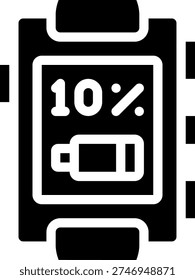 Solid vector illustration of batterylife related to smart watches.
